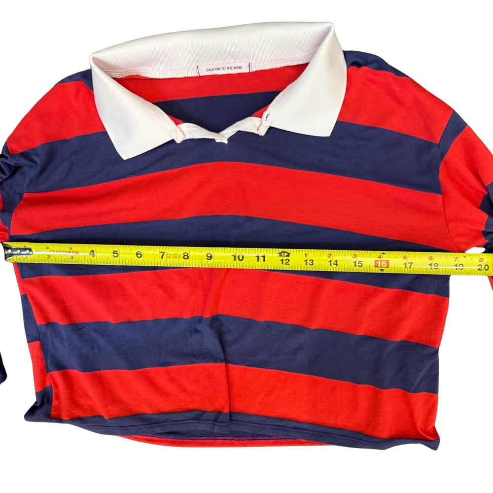 Cropped Striped Long Sleeve Polo | Women's XL | Caution to the Wind - Picture 4 of 7